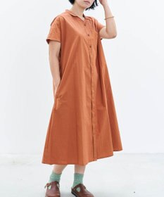 muuc 〈遠州織物で織られた上質なコットン生地〉フレンチスリーブのシャツワンピース