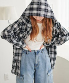 WEGO フードチェックBIGシャツ