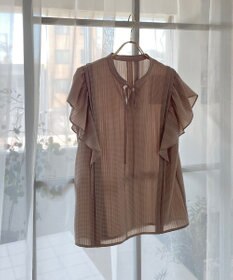 Feroux 【洗える】シャドーチェック ブラウス