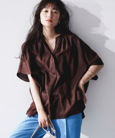 UNFILO 【洗える】リネンレーヨン　スキッパーシャツ