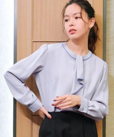 Tiaclasse 【2WAY・洗える】取り外し可能な​配色パイピングボウタイブラウス