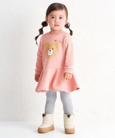 MIKI HOUSE HOT BISCUITS 【80-120cm】ビッグフェイスプリント 裏毛パイル素材 フレアワンピース