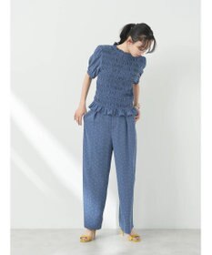 earth music&ecology 花柄パフスリシャーリングブラウス