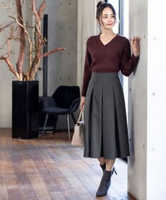 Tiaclasse 大人上品なウール調タックフレアスカート