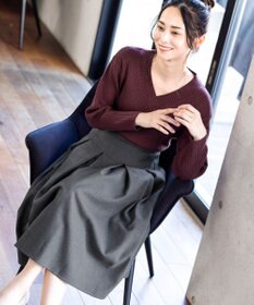 Tiaclasse 大人上品なウール調タックフレアスカート