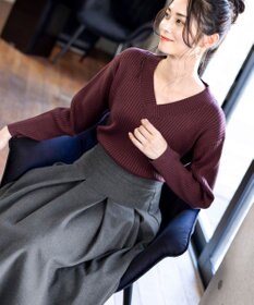 Tiaclasse 大人上品なウール調タックフレアスカート