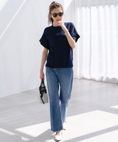 ANY SIS センタープレスセミフレア デニム