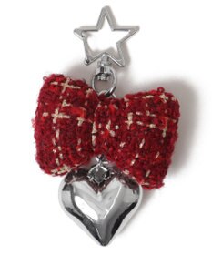 WEGO ツイードリボンハートキーホルダー