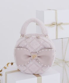 Maison de FLEUR フェイクファーパールリボンラウンドバッグ