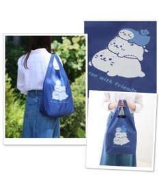 Mother garden しろたん らっこいぬ らむね ポケット付きエコバッグ 《お友達と一緒》