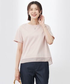 J.PRESS LADIES 【WEB限定カラーあり・洗える】コットンスムース シアーデザイン カットソー