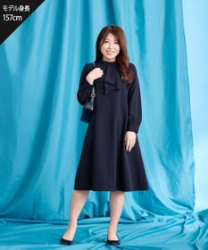 Tiaclasse L 【ダブルクロス】【洗える】フリルドレープワンピース