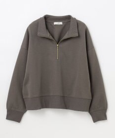 ANY 【洗濯機可】クロップド丈ダンボールハーフジッププルオーバー