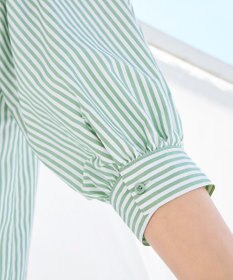 Tiaclasse L 【洗える】ストライプパフスリーブブラウス