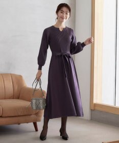 Tiaclasse 【洗える】パフ袖ニットワンピース