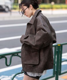 WEGO 【25年秋冬新作/ユニセックス着用ITEM/SMLサイズ展開】PUダブルZIPフライトブルゾン