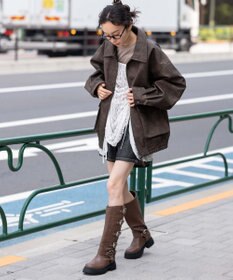 WEGO 【25年秋冬新作/ユニセックス着用ITEM/SMLサイズ展開】PUダブルZIPフライトブルゾン