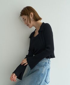 YECCA VECCA 【2点SET】キャミセット襟付きZIPカーディガン