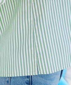 Tiaclasse L 【洗える】ストライプパフスリーブブラウス