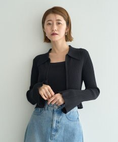 YECCA VECCA 【2点SET】キャミセット襟付きZIPカーディガン