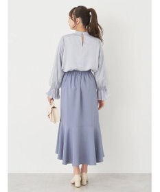 earth music&ecology チュール袖スタンドカラートップス