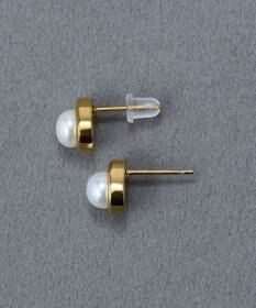 Phoebe 〈金属アレルギー対応〉ニュアンスメタルドロップパールピアス/ゴールド　淡水パール/天然パール