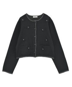 earth music&ecology フラワーモチーフニットカーディガン