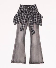 WEGO フェイクスリーブフレアデニム