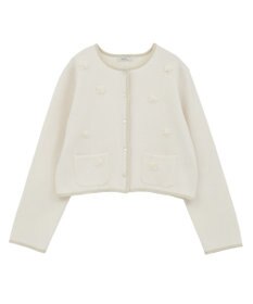 earth music&ecology フラワーモチーフニットカーディガン