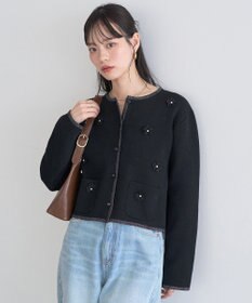 earth music&ecology フラワーモチーフニットカーディガン