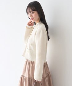 earth music&ecology フラワーモチーフニットカーディガン