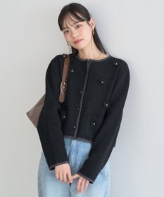 earth music&ecology フラワーモチーフニットカーディガン