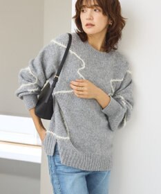 AMERICAN HOLIC ニュアンスライン柄ニットプルオーバー