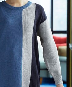 Tiaclasse 【洗える】配色ニットチュニック