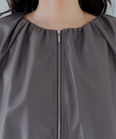 Tiaclasse 【洗える】ソフトフェイクレザージップブルゾン