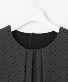 J.PRESS LADIES L 【洗える】ドットフロッキープリント フレア カットソー