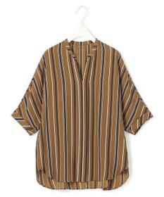 ICB L 【人気のため新色追加・洗える】BackSatinAmunzen 5分袖キーネックブラウス