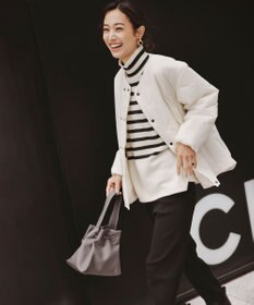 23区 【CLASSY.1月号掲載】ウールナイロン ボーダー ハイネック ニット