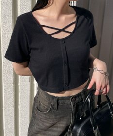 WEGO フロントクロスショートリブT