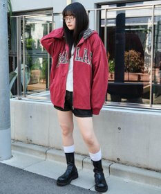 WEGO 【ユニセックス着用ITEM/MLサイズ展開】スラブチェックロゴジップパーカー