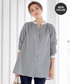 Tiaclasse 【洗える】クレリックシャツチュニックブラウス