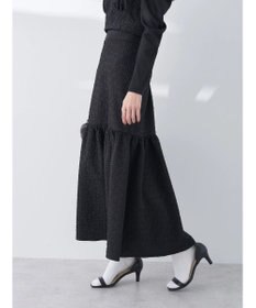 earth music&ecology エンボスフラワー　切替ボリュームスカート