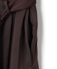 ICB L 【洗える】ストレッチダブルサテン テーラーカラー ラップワンピース