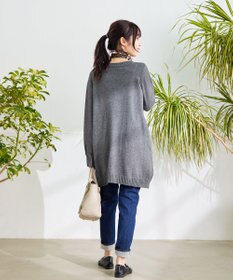 Tiaclasse 【洗える】Vネックリブニットチュニック