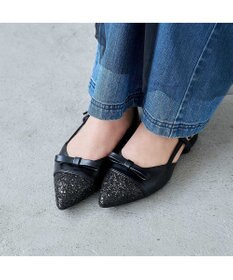 MODE ET JACOMO <carino>グリッターコンビフラットシューズ