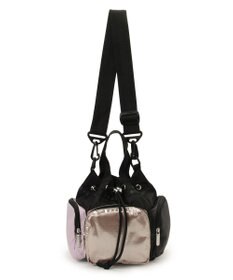 LeSportsac CONV DRAWSTRING CRSSBDY/ブラック/ローズゴールドシャイン/ピンク