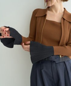 YECCA VECCA 【2点SET】キャミセット襟付きZIPカーディガン