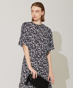 ICB 【洗える】シルエットフラワープリント Tブラウス