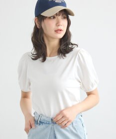 earth music&ecology ロゴプレート付きパフスリーブプルオーバー