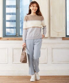 J.PRESS LADIES 【洗える】40/2NEWESTバックピーチ テーパード パンツ